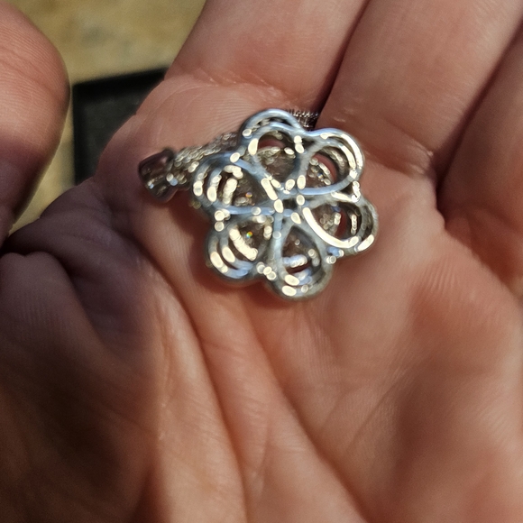 Moissanite Floral Pendant Necklace - Picture 5 of 7